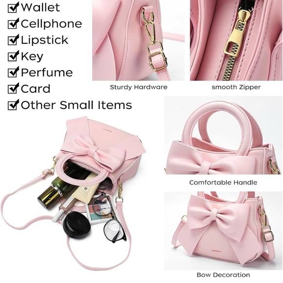 Win Me! New! Chic Pink Bow Handbag Crossbody NWT Buyer Appreciation Giveaway - Picture 4 of 11